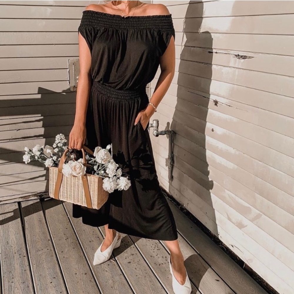 NEW Revolve SEN Collection Off the Shoulder Wide Leg Midi Jumpsuit 1/S